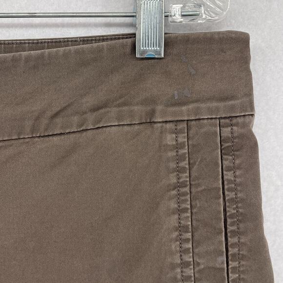 EILEEN FISHER Pants M Organic Cotton Stretch Twill Tapered Cropped Cuff Brown - Picture 8 of 14